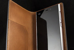 Handmade leather phone case Mayan solar calendar carved leather custom iphone case for men - EverHandmade