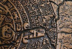Handmade leather phone case Mayan solar calendar carved leather custom iphone case for men - EverHandmade