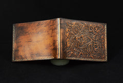 Handmade leather wallet custom Total Deathcore band carved leather billfold wallet for men - EverHandmade