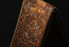 Handmade leather wallet custom Total Deathcore band carved leather billfold wallet for men - EverHandmade