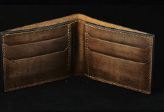 Handmade leather wallet custom Total Deathcore band carved leather billfold wallet for men - EverHandmade