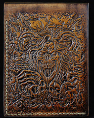 Handmade leather wallet custom Total Deathcore band carved leather billfold wallet for men