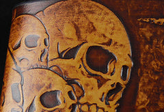 Handmade men wallet custom Thrash Metal Metallica carved leather short wallet for men