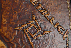 Handmade men wallet custom Thrash Metal Metallica carved leather short wallet for men