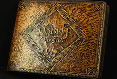 Handmade leather wallet Hobbit2 The Desolation Of Smaug carved leather custom billfold wallet for men - EverHandmade