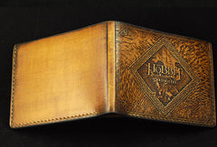 Handmade leather wallet Hobbit2 The Desolation Of Smaug carved leather custom billfold wallet for men