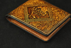 Handmade leather wallet Hobbit2 The Desolation Of Smaug carved leather custom billfold wallet for men
