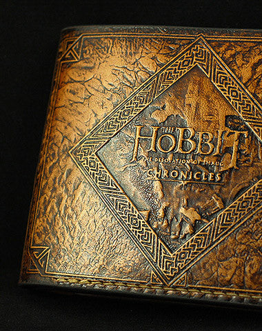 Handmade leather wallet Hobbit2 The Desolation Of Smaug carved leather custom billfold wallet for men - EverHandmade