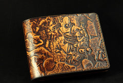 Handmade Assassin's Creed AC carved leather custom billfold wallet for men gamers - EverHandmade