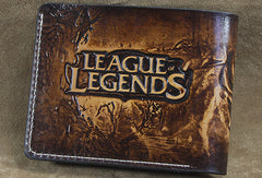 Handmade League of Legends LOL JAX carved leather custom billfold wallet for men gamers - EverHandmade