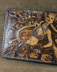 Handmade League of Legends LOL JINX carved leather custom billfold wallet for men gamers