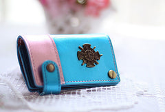 Handmade vintage sweet pretty leather small keys wallet pouch purse for women/lady girl