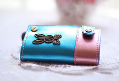 Handmade vintage sweet pretty leather small keys wallet pouch purse for women/lady girl