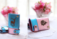 Handmade vintage sweet pretty leather small keys wallet pouch purse for women/lady girl