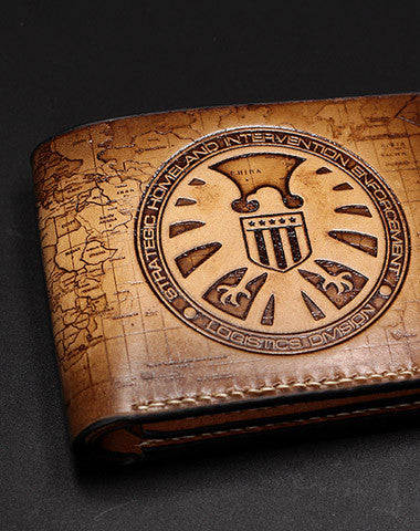 Handmade Agents of S.H.I.E.L.D. billfold wallet carved custom personalized leather for men - EverHandmade