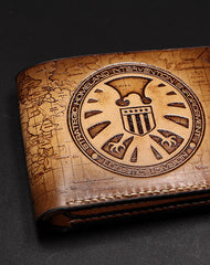 Handmade Agents of S.H.I.E.L.D. billfold wallet carved custom personalized leather for men