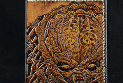 Handmade leather wallet Predator carved leather custom billfold wallet for men