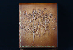 Handmade leather wallet custom Slipknot band carved leather billfold wallet for men - EverHandmade