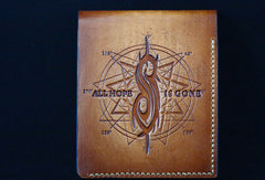 Handcraft handmade custom Slipknot band carved leather short wallet for men