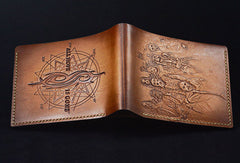 Handmade leather wallet custom Slipknot band carved leather billfold wallet for men