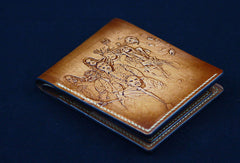 Handmade leather wallet custom Slipknot band carved leather billfold wallet for men - EverHandmade