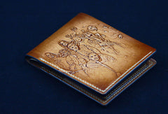Handmade leather wallet custom Slipknot band carved leather billfold wallet for men