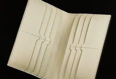 Handmad eleather men wallet floral carved leather custom long wallet w/card holders for men/women - EverHandmade
