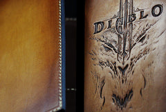 Handmade leather men wallet diablo3 carved leather custom long wallet w/card holders for men