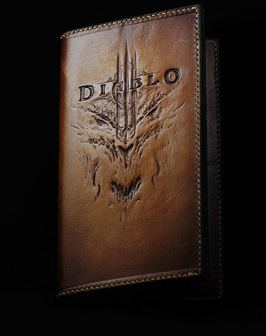 Handmade leather men wallet diablo3 carved leather custom long wallet w/card holders for men - EverHandmade