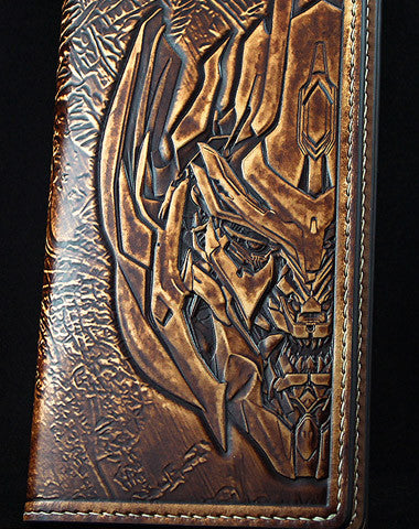 Handmade Transformers Decepticons Megatron carved leather long wallet for men gamer - EverHandmade