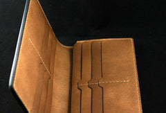 Handmade leather men wallet Hobbit carved leather custom long wallet w/card ID holder for men - EverHandmade