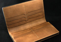 Handmade leather men wallet Hobbit carved leather custom long wallet w/card ID holder for men - EverHandmade