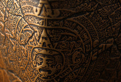Handmade leather men wallet Mayan solar calendar carved leather custom long wallet for men