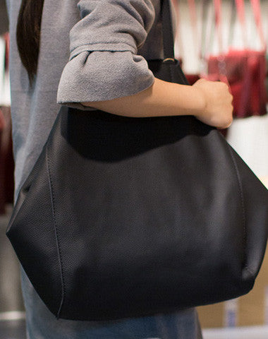 Handmade Leather vintage Big Large tote bag coffee black for women leather shoulder bag - EverHandmade