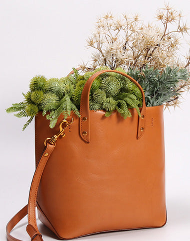 Handmade Leather Tote Purse Bucket Bag Handbag Shoulder Bag Large for Women Leather Shopper Bag - EverHandmade