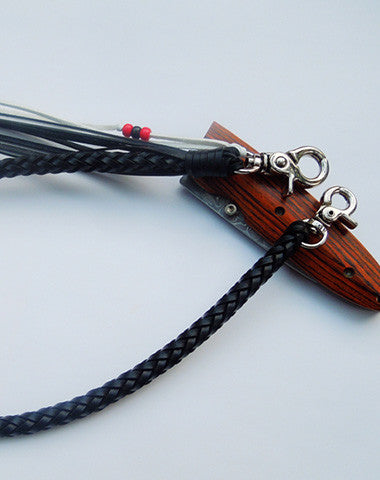 Handmade biker trucker wallet chain natural leather black braided 8pc Chain for wallet - EverHandmade