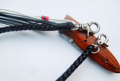 Handmade biker trucker wallet chain natural leather black braided 8pc Chain for wallet