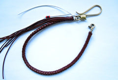 Handmade biker trucker wallet leather braided Chain with brass hook Clip for wallet