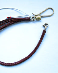 Handmade biker trucker wallet leather braided Chain with brass hook Clip for wallet