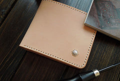 Handmade billfold leather wallet beige leather bifold biker wallet billfold wallet purse for men - EverHandmade