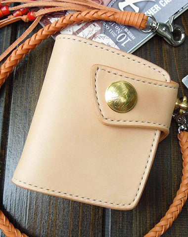 Handmade biker wallet trucker wallets Small chain wallet leather leather billfold wallet for men - EverHandmade