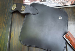 Handmade biker chain wallet black leather trucker chain Long wallet for men - EverHandmade