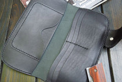Handmade biker chain wallet black leather trucker chain Long wallet for men - EverHandmade