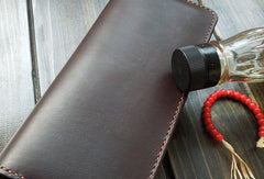Handmade men wallet Liver bifold natural leather Long wallet purse clutch for men