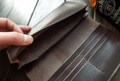 Handmade men wallet Liver bifold natural leather Long wallet purse clutch for men
