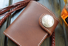 Handmade Leather Small Biker Chain Wallet billfold Biker Wallets for Men Chain Wallets - EverHandmade