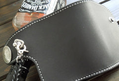 Handmade biker chain wallet black leather billfold trucker wallet chain small wallet
