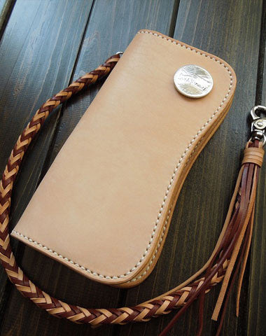Handmade biker wallet chain leather bifold trucker wallet Long wallet purse for men - EverHandmade