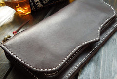 Handmade leather mens wallet bifold leather Long clutch wallet for men - EverHandmade