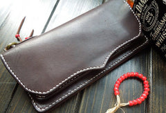 Handmade leather mens wallet bifold leather Long clutch wallet for men